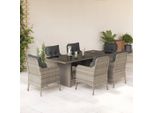 Bei Cloris Set Di Mobili Da Giardino Set Di Mobili Da Balcone Set Da Pranzo Da Giardino 7 Pezzi Con Cuscini Grigio Chiaro Poly Rattan - Set Di Mobili Da Giardino New8107248 4Parcel