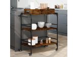2025 Carrello Da Cucina Cloris Rovere Fumé 81,5X41X92,5 Cm Materiale Legno - Carrello Portavivande Vendita3648396 1Pacco