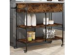 Best MöBel Carrello Da Cucina In Rovere Affumicato 105X42X95 Cm Materiale A Base Di Legno - Carrello Portavivande Cloris New3531552 1Pacco