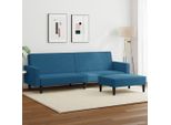 Divano Letto A 2 Posti Con Poggiapiedi In Velluto Blu - Classic Sofas Octo2442138 2Parcel