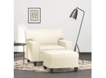 Stabli MöBel Poltrona Con Poggiapiedi Crema 60 Cm In Pelle Finta - Divani Classici CC8910758 2Parti