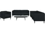 Pratico Set Di Divani A 3 Pezzi In Tessuto Nero - Divani Classici ,Mobili Di Design 9101492 3Parcel