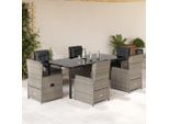 Set Di Mobili Da Giardino Set Di Mobili Da Balcone 7 Pezzi Con Cuscini In Poly Rattan Grigio Chiaro - GartenmöBelgarnituren MöBel2025 CHY2335718 5Parcel