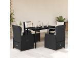 Design New Garden Furniture Set Mobili Da Balcone Set 5 Pezzi Da Pranzo Con Cuscini In Poly Rattan Nero - GartenmöBelgarnituren MöBel2025 CHY7724009 3Parcel