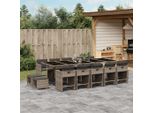Best MöBel GartenmöBel Set BalkonmöBel-Set 15-Tlg. Garten-Essgruppe Mit Kissen Grau Poly Rattan - Set Mobili Da Giardino Cloris Neu6155674 6Parcel