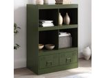 Bei Cloris Vetrina Credenza Verde Oliva 67X39X95 Cm Acciaio - Cassettiere Nuovo4210715 1Pacco