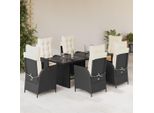 Pratico Set Di Mobili Da Giardino Set Di Mobili Da Balcone Set Da Pranzo Da Giardino 7 Pezzi Con Cuscini Nero Poly Rattan - Set Di Mobili Da Giardino ,Mobili Di Design 6806843 4Parcel