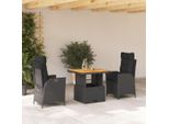 Bei Cloris Set Di Mobili Da Giardino Set Di Mobili Da Balcone Set Da Pranzo Da Giardino A 3 Pezzi Con Cuscini In Poly Rattan Nero - Set Di Mobili Da Giardino New6455724 2Parcel