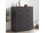 Credenza Vetrina Semplice Nera 67X39X83 Cm In Acciaio - Cassettiere DE5367817 1Pacco
