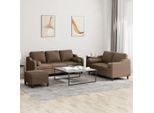 Set Divano 3 Pezzi Di Design Con Cuscini In Tessuto Marrone - Divani Classici 2025 New1845769 5Parcel