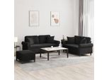 Best MöBel Set Divano 3 Pezzi Con Cuscini In Velluto Nero - Divani Classic Cloris New1144490 5Parcel