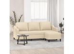 Bei Cloris Divano 3 Posti Con Poggiapiedi Crema 180 Cm In Tessuto - Divani Classici New1379076 2Parcel