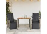 Stabli MöBel Set Di Mobili Da Giardino Set Di Mobili Da Balcone Set Di 3 Pezzi Da Giardino Bistrot Con Cuscini Grey Poly Rattan - Set Di Mobili Da Giardino CC9605049 2Parcel