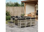 Bei Cloris Set Di Mobili Da Giardino Set Di Mobili Da Balcone Set Da Pranzo Da Giardino 11 Pezzi Con Cuscini Grigio Chiaro Poly Rattan - Set Di Mobili Da Giardino New3098939 4Parcel