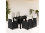 Stabli MöBel Set Di Mobili Da Giardino Set Di Mobili Da Balcone Set Di Bistrot Da Giardino 7 Pezzi Con Cuscini Nero Poly Rattan - Set Di Mobili Da Giardino CC2380171 4Parcel