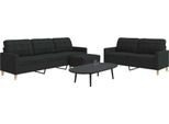 Pratico Set Di Divani A 3 Pezzi Con Poggiapiedi In Tessuto Nero - Divani Classici ,Mobili Di Design 5895035 3Parcel