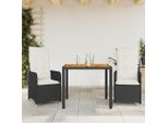Best MöBel GartenmöBel Set BalkonmöBel-Set 3-Tlg. Garten-Bistro-Set Mit Kissen Schwarz Poly Rattan - Set Mobili Da Giardino Cloris Neu5691990 2Parcel