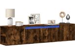 Mobile Tv A Parete Con Illuminazione Led In Rovere Fumé 180X31X39,5 Cm - Mobili Tv Octo6536256 2Parti