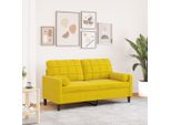 Stabli MöBel Divano A 2 Posti Con Cuscini Decorativi In Velluto Giallo 140 Cm - Divani Classici CC2761032 2Parti