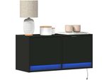 Best MöBel Mobile Tv A Parete Con Illuminazione Led Nero 80X31X38 Cm - Mobili Tv Cloris New8698397 1Pacco