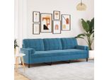 Design New Divano 3 Posti Con Cuscini Decorativi Blu 210 Cm Velluto - Divani Classici Mobili2025 CHY5676740 2Parti