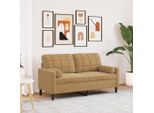 Divano A 2 Posti In Stile Elegante Con Cuscini Decorativi In Velluto Marrone 140 Cm - Divani Classici Hommie6337928 2Parcel