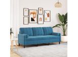 Bei Cloris Divano A 3 Posti Con Cuscini Decorativi Blu 180 Cm In Velluto - Divani Classici Nuovo7590451 2Parti