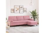 Bei Cloris Divano A 3 Posti Con Poggiapiedi Rosa 210 Cm In Velluto - Divani Classici New7138578 2Parcel