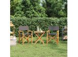 2025 Sedie Da Regista Moderne 2 Pz. Sedie Pieghevoli In Legno Massiccio Di Teak Grigio - Sedie Da Giardino, Design 7329433 1Pz