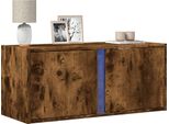 2025 Mobile Tv Moderno A Parete Con Illuminazione Led In Rovere Fumé 80X31X35 Cm - Mobili Tv,Design 6357297 1Parte