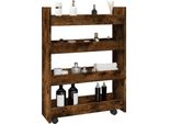 Carrello Portaoggetti Durevole Stretto A 4 Ripiani In Legno Di Quercia Affumicata - Carrello Portaoggetti Octo9597615 1Parto