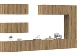 Maison Exclusive - Set Mobile Tv 7 Pz Montato A Parete Rovere In Legno Multistrato