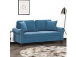 Divano A 2 Posti In Stile Elegante Con Cuscini Decorativi Blu 140 Cm In Velluto - Divani Classici Hommie7711269 2Parcel