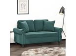 Divano Semplice A 2 Posti Con Cuscini Decorativi In Velluto Verde Scuro 120 Cm - Classic Sofas DE5671758 2Parcel