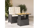 Best MöBel GartenmöBel Set BalkonmöBel-Set 2-Tlg. Garten-Essgruppe Mit Kissen Schwarz Poly Rattan - Set Mobili Da Giardino Cloris Neu2275808 2Parcel