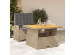 Best MöBel GartenmöBel Set BalkonmöBel-Set 2-Plg. Garten-Essgruppe Mit Kissen Beige Poly Rattan - Set Mobili Da Giardino Cloris Neu7737554 2Parcel