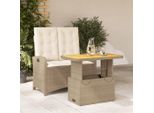 Best MöBel GartenmöBel Set BalkonmöBel-Set 2-Plg. Garten-Essgruppe Mit Kissen Beige Poly Rattan - Set Mobili Da Giardino CL5993654 2Parcel