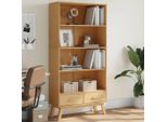 Pratica Libreria Olden 4 Scomparti In Pino Massiccio Marrone - Librerie ,Mobili Di Design 9879826 2Parcel