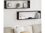 Best MöBel Mensole A Cubo 2 Pezzi Look Rovere Nero 100X15X30 Cm - Mensole Da Parete Cloris New3577409 1Pacco