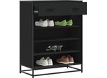 Stabli MöBel Scarpiera Nera 75X38X97,5 Cm Materiale A Base Di Legno Metallo - Portascarpe CC9760195 2Parti