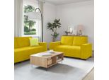 2025 Cloris Set Divano 3 Pezzi Con Cuscini Velluto Giallo - Vendita Divani Classici4822694 3Parcel