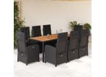 Set Di Mobili Da Giardino Semplice Set Di Mobili Da Balcone Set Da Pranzo Da Giardino 9 Pezzi Con Cuscini Nero Poly Rattan - Set Di Mobili Da Giardino DE4579647 5Parcel