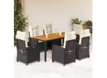 Bei Cloris Set Di Mobili Da Giardino Set Di Mobili Da Balcone Set Da Pranzo Da Giardino 7 Pezzi Con Cuscini Nero Poly Rattan - Set Di Mobili Da Giardino New2576054 4Parcel