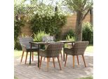 Set Di Mobili Da Giardino Durevoli Set Di Mobili Da Balcone Set Da Pranzo Da Giardino Con Cuscini 5 Pezzi Grigio Poly Rattan - Set Di Mobili Da Giardino Octo8752601 3Parcel