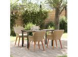 Set Di Mobili Da Giardino In Stile Elegante Set Di Mobili Da Balcone Set Da Pranzo Da Giardino Con Cuscini 5 Pezzi Beige Poly Rattan - Set Di Mobili Da Giardino Hommie3943646 3Parcel