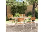 2025 Set Di Mobili Da Giardino Moderni Set Di Mobili Da Balcone Set Da Pranzo Da Giardino 5 Pezzi In Teak Massiccio Marrone - Set Di Mobili Da Giardino, Design 6572363 2Parcel