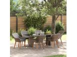 Bei Cloris Set Di Mobili Da Giardino Set Di Mobili Da Balcone Set Da Pranzo Da Giardino Con Cuscini 7 Pezzi Grigio Poly Rattan - Set Di Mobili Da Giardino New7309521 4Parcel