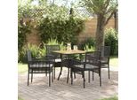 Set Di Mobili Da Giardino Stabli Set Di Mobili Da Balcone Set Da Pranzo Da Giardino 5 Pezzi Nero Poly Rattan - Set Di Mobili Da Giardino CC4282772 3Parcel