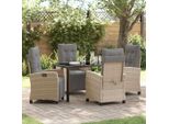Set Di Mobili Da Giardino Durevoli Set Di Mobili Da Balcone Set Da Pranzo Da Giardino 5 Pezzi Beige Poly Rattan - Set Di Mobili Da Giardino Octo4030922 3Parcel