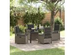 Set Di Mobili Da Giardino In Stile Elegante Set Di Mobili Da Balcone Set Da Pranzo Da Giardino 5 Pezzi In Poly Rattan Grigio - Set Di Mobili Da Giardino Hommie1662792 3Parcel